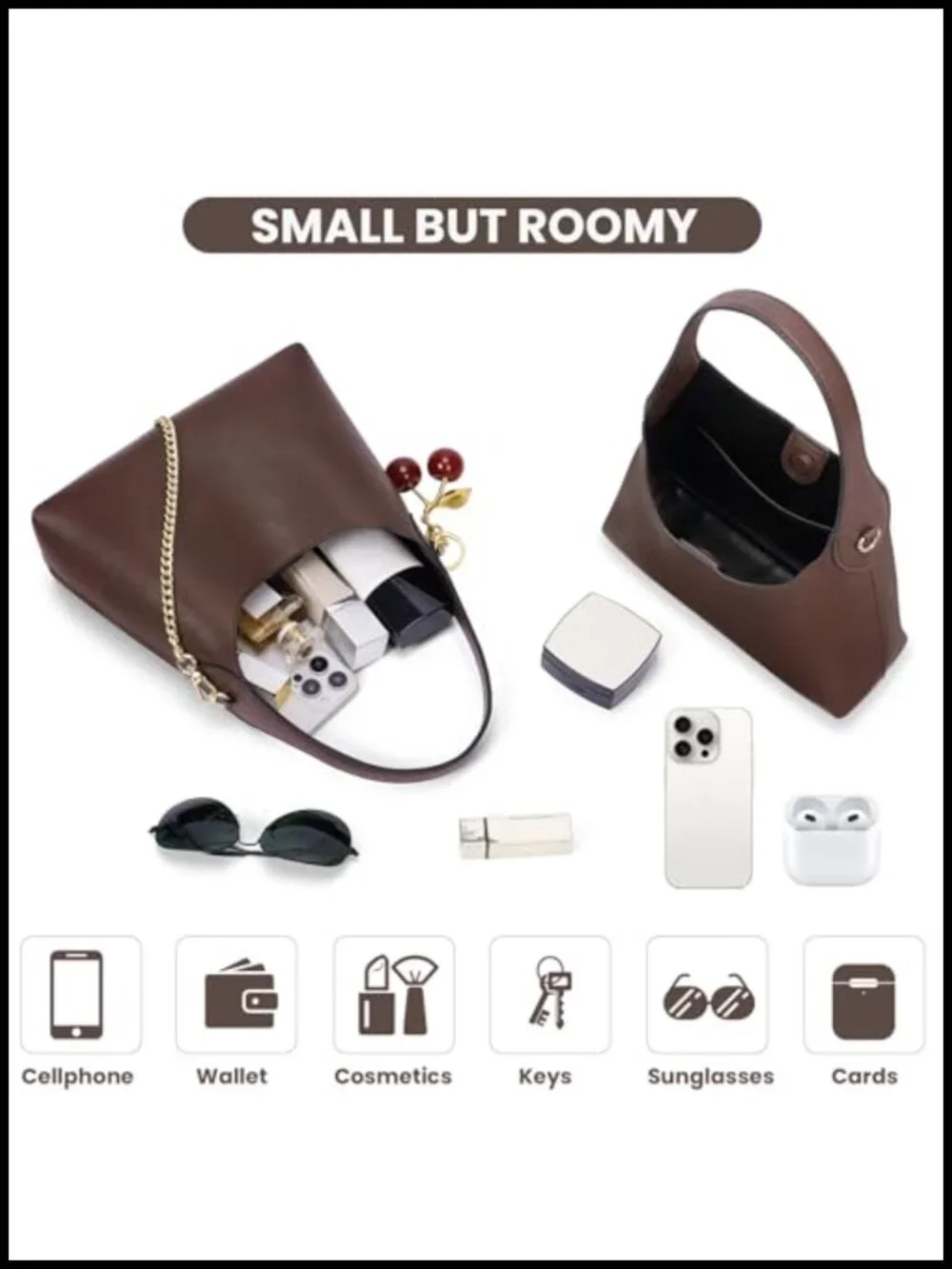 Faux Leather Hobo Bag with Chain Strap Crossbody Bag Purse Shoulder Tote Handbag